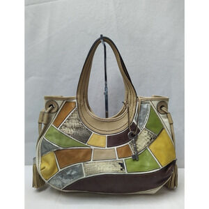 Fossil Fifty Four Patchwork Multicolor Leather Hobo Shoulder Bag